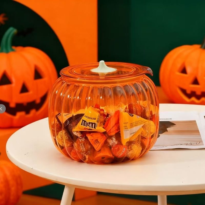 Bocal Citrouille Halloween Rangement de Bonbons
