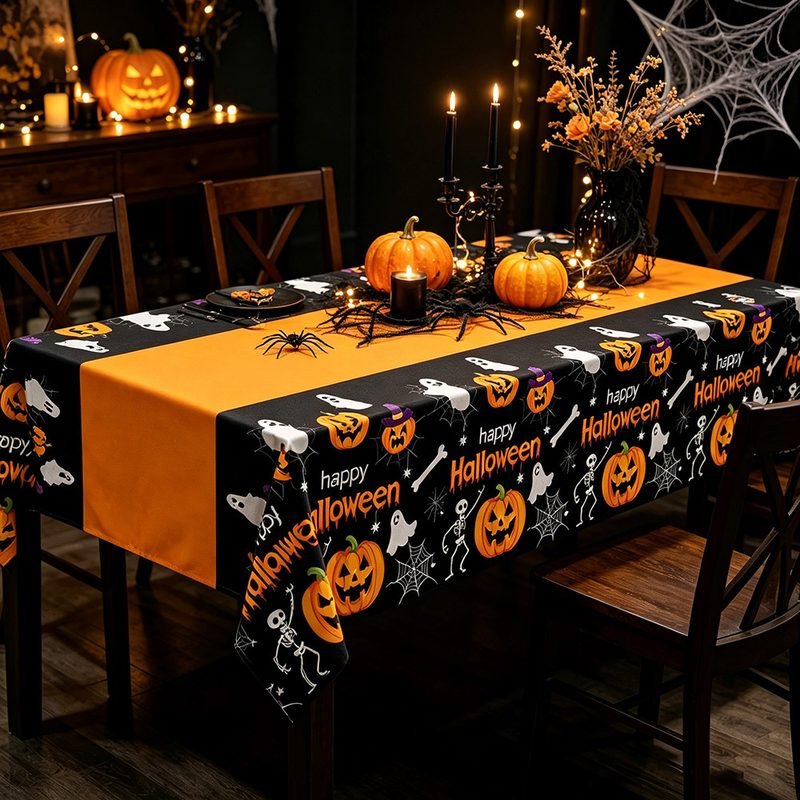 Nappe Plastique Citrouille Toile d'Araignée Fantôme Halloween