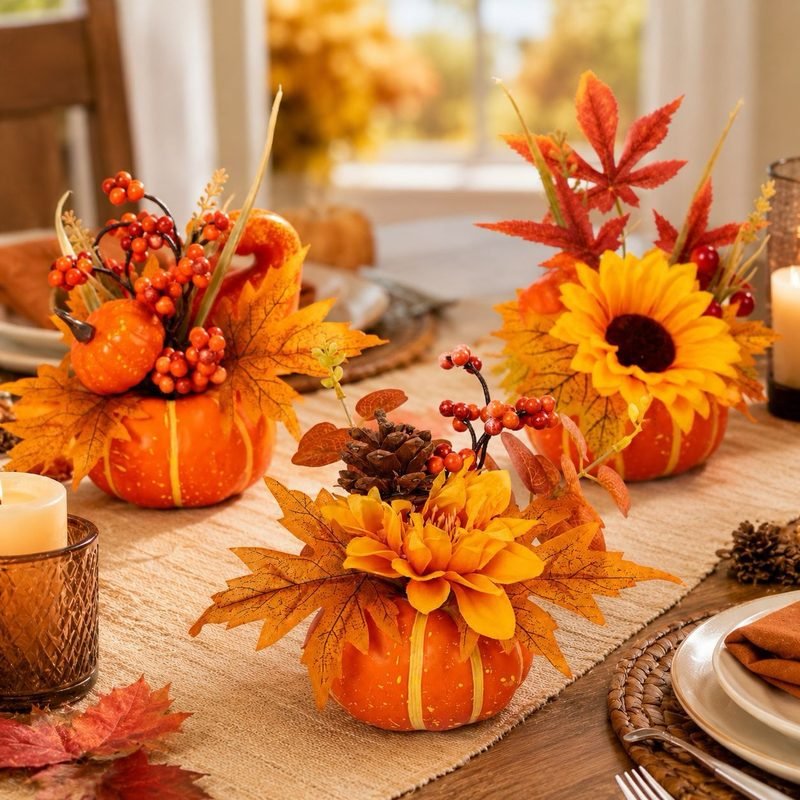 Déco Table Citrouille Feuille d'Érable Automne Halloween