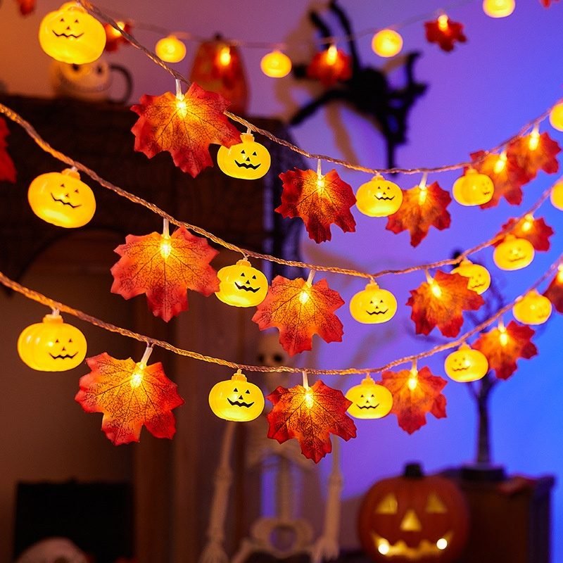 Guirlande LED Citrouille Feuille d'Érable Halloween