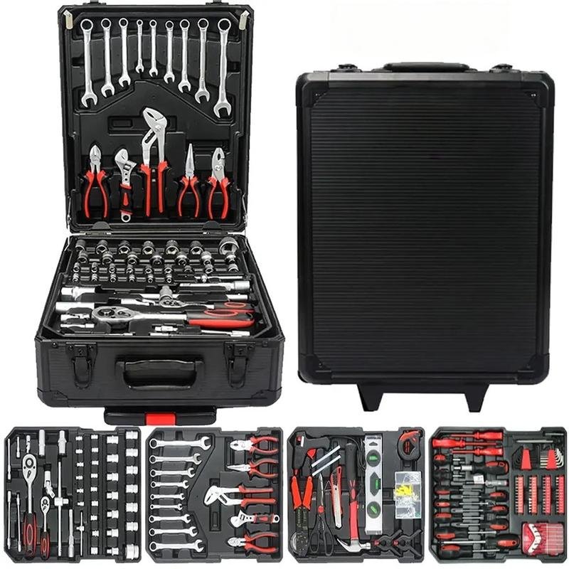 Tool Set - Large Capacity Portable Metal Toolbox, Strap Mobile