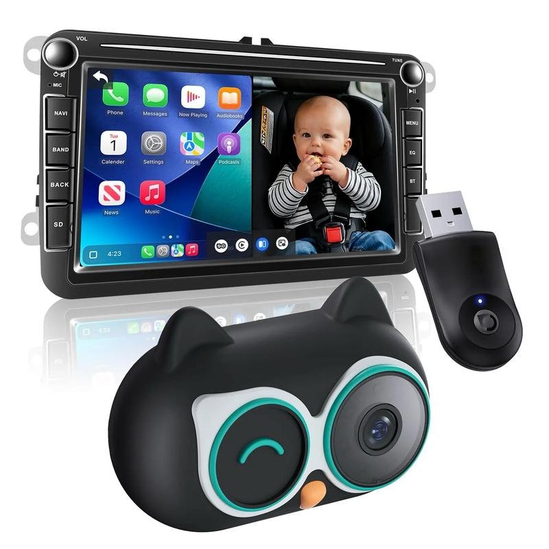 Baby Car Camera &Wireless Car Play Adapter,1080P HD Rear Seat Monitor