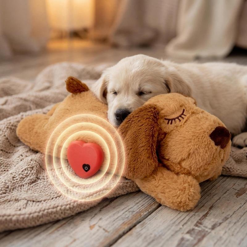 Dog Comfort Companion Heartbeat Plush Toy, Sleep Simulation, Strong Chew Comfort Toy, Durable Pet&Interactive