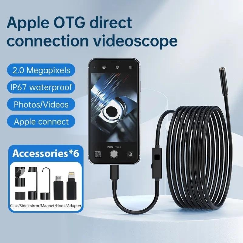 Multifunctional HD Borescope Endoscope Camera, IP67 Waterproof Inspection