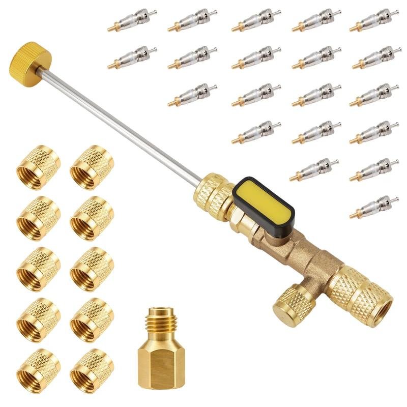 AC Valve Core Remover Installer Tool with Dual Size SAE 1-4 & 5-16 Port,
