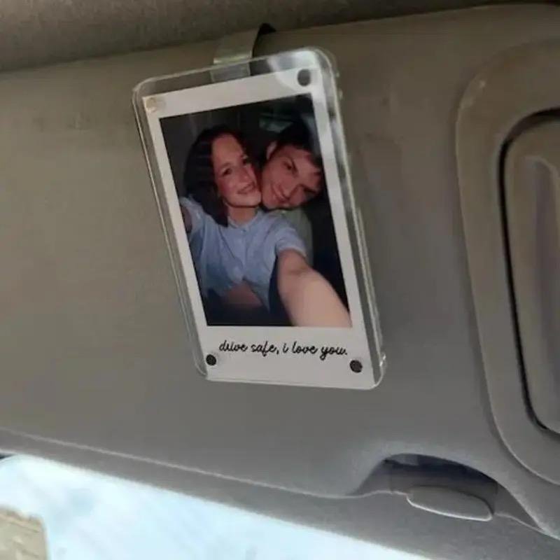 Personalized Acrylic Car Sun Visor Photo Frame Clip, Frame Design, Unique Gift