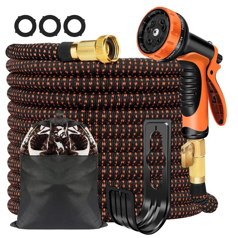 Heavy-Duty Retractable Garden Water Hose Strap Multi-Function Nozzle