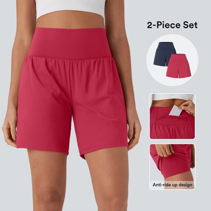 Breathable High Waist2-in-1Yoga Shorts Strap Pocket Set
