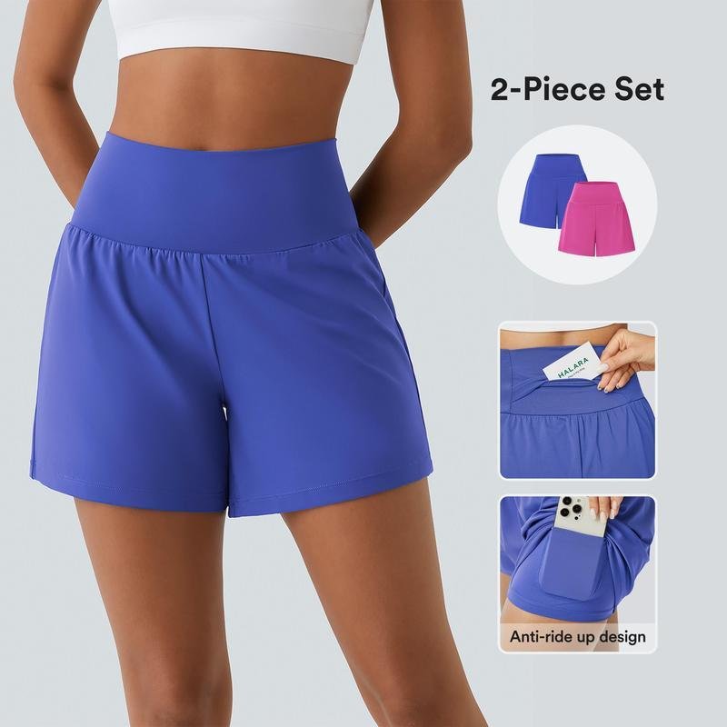 High Waist Pocket&Pocket2-in-1Yoga Shorts Set