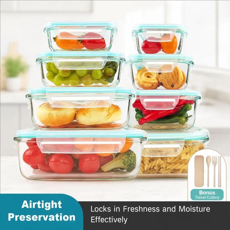 Borosilicate Glass Food Storage Containers Stackable Square
