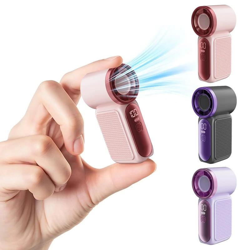 Mini Handheld Fan Strap LEDDigital Display - Pocket Fan Women's Style,