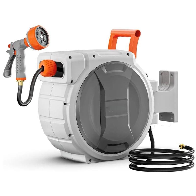 Retractable Garden Water Hose Plate - Wall-Mounted Heavy-Duty Strap Shower Head Nozzle