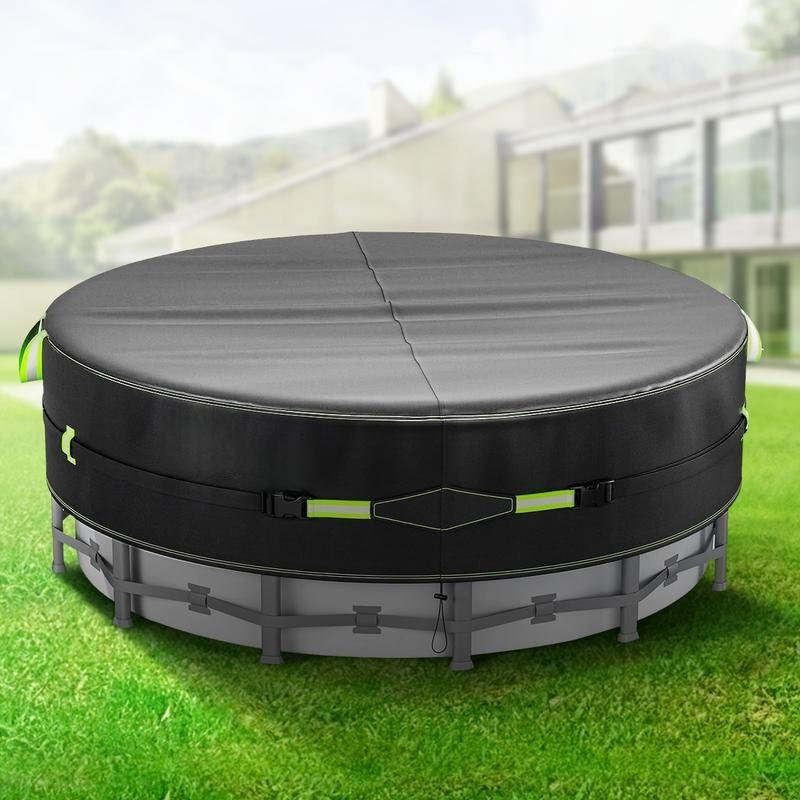 Round Above Ground Pool Cover, UV Protection Solar Waterproofwith Reflective Strip//