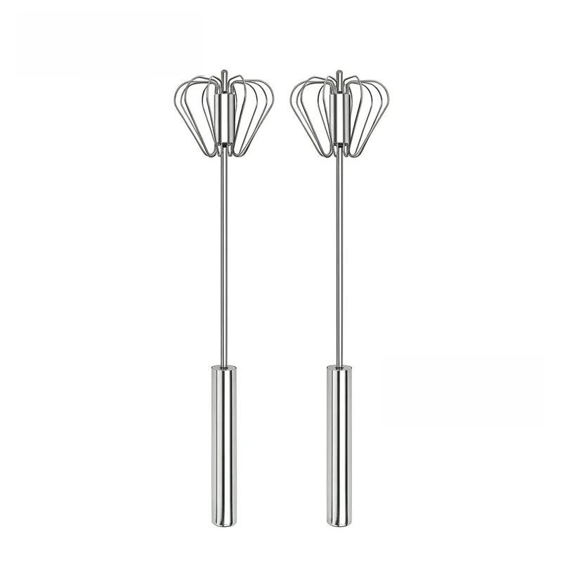 Stainless Steel Push Rotating Egg Beater Food-Grade