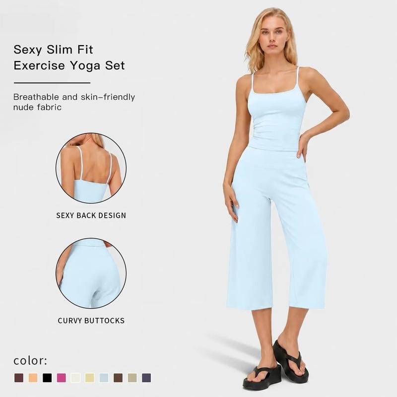 Women's Style Sports Fitness Clothing - Strap Yoga Vest&High Waist Quick-Dry Shorts