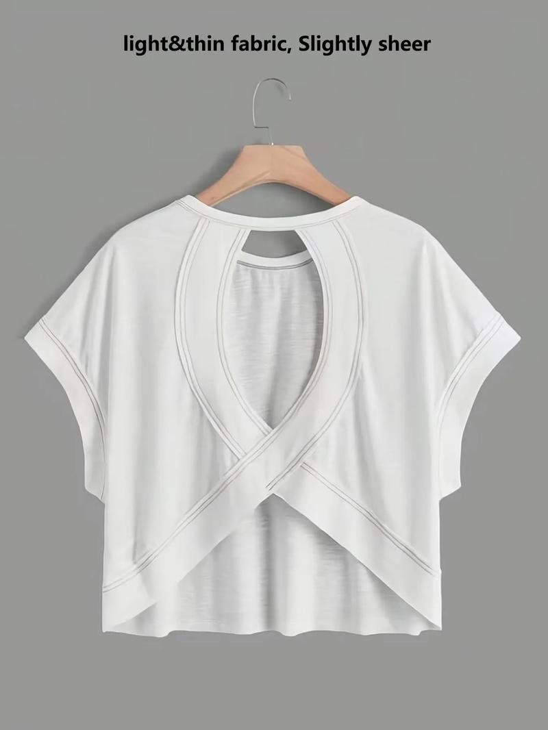 Women's Style Hollow Short Sleeve Top - Breathable Sports T-Shirt