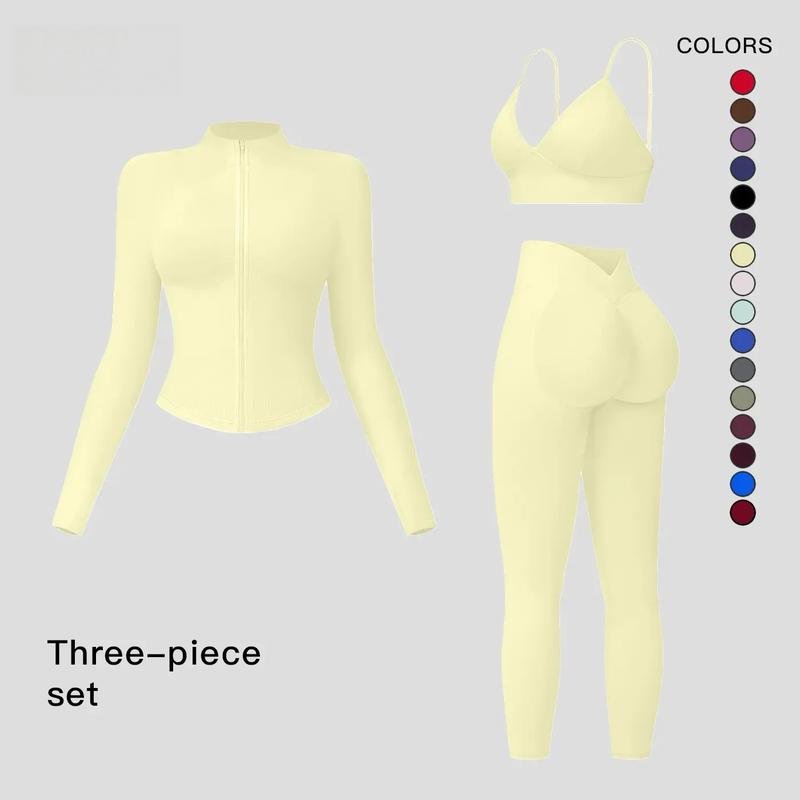Women's Style Solid Color Style Vest&High Waist Leggings&Chain Style Clip