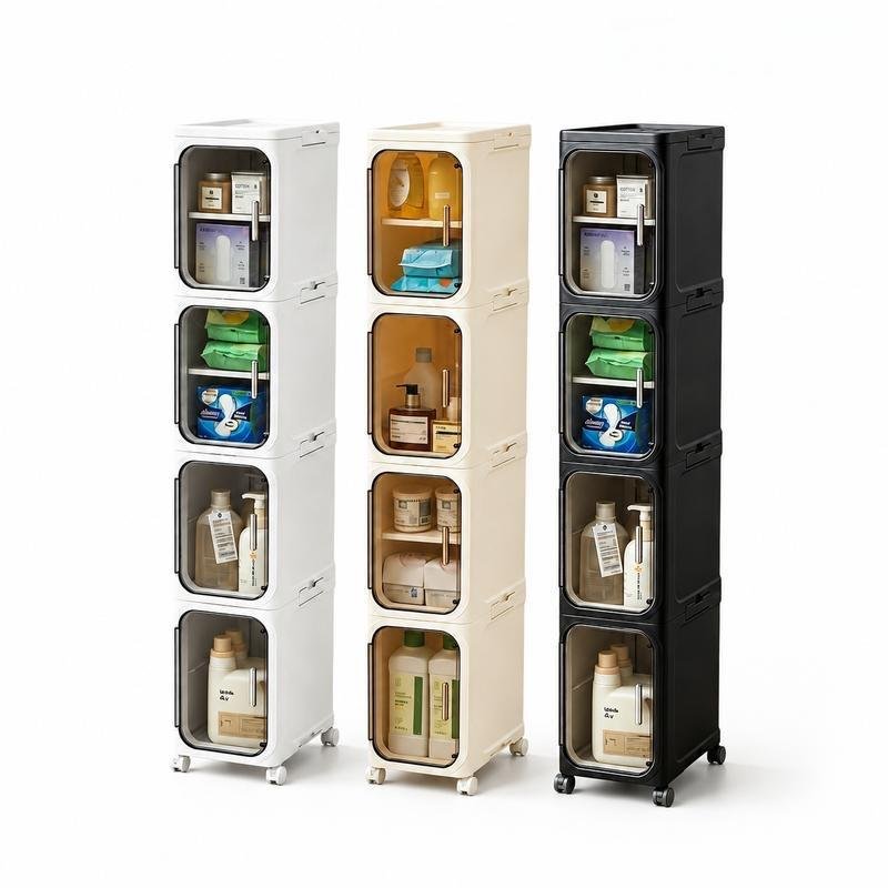 four-layer tall and narrow storage cabinet