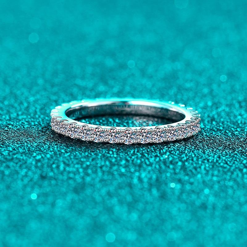 S925Sterling Silver Full Moissanite Rings Women's Starry Minimalist Band