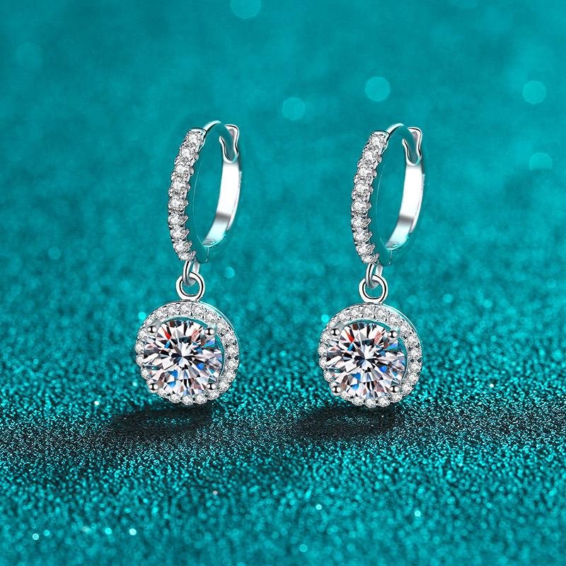 S925Sterling Silver Earrings Women's Moissanite Earrings