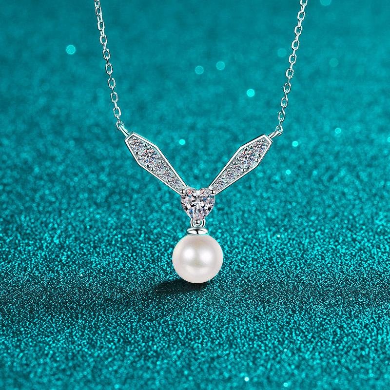S925Sterling Silver Factory Direct Wholesale Natural Freshwater Pearl Necklace Women's Moissanite Necklace