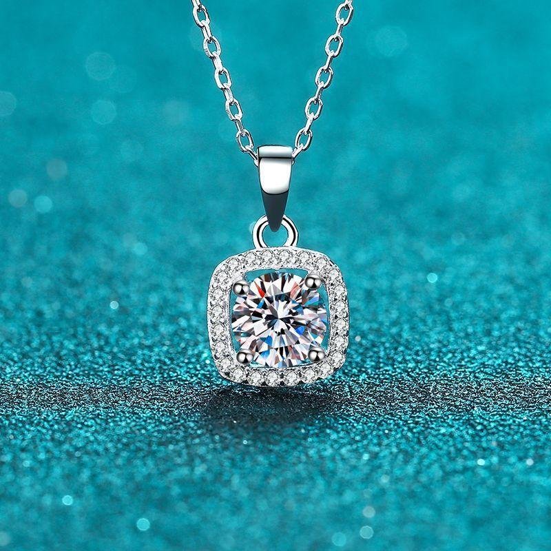 S925Silver Type Micro-Inlaid Bag Necklace Moissanite Women's Chain